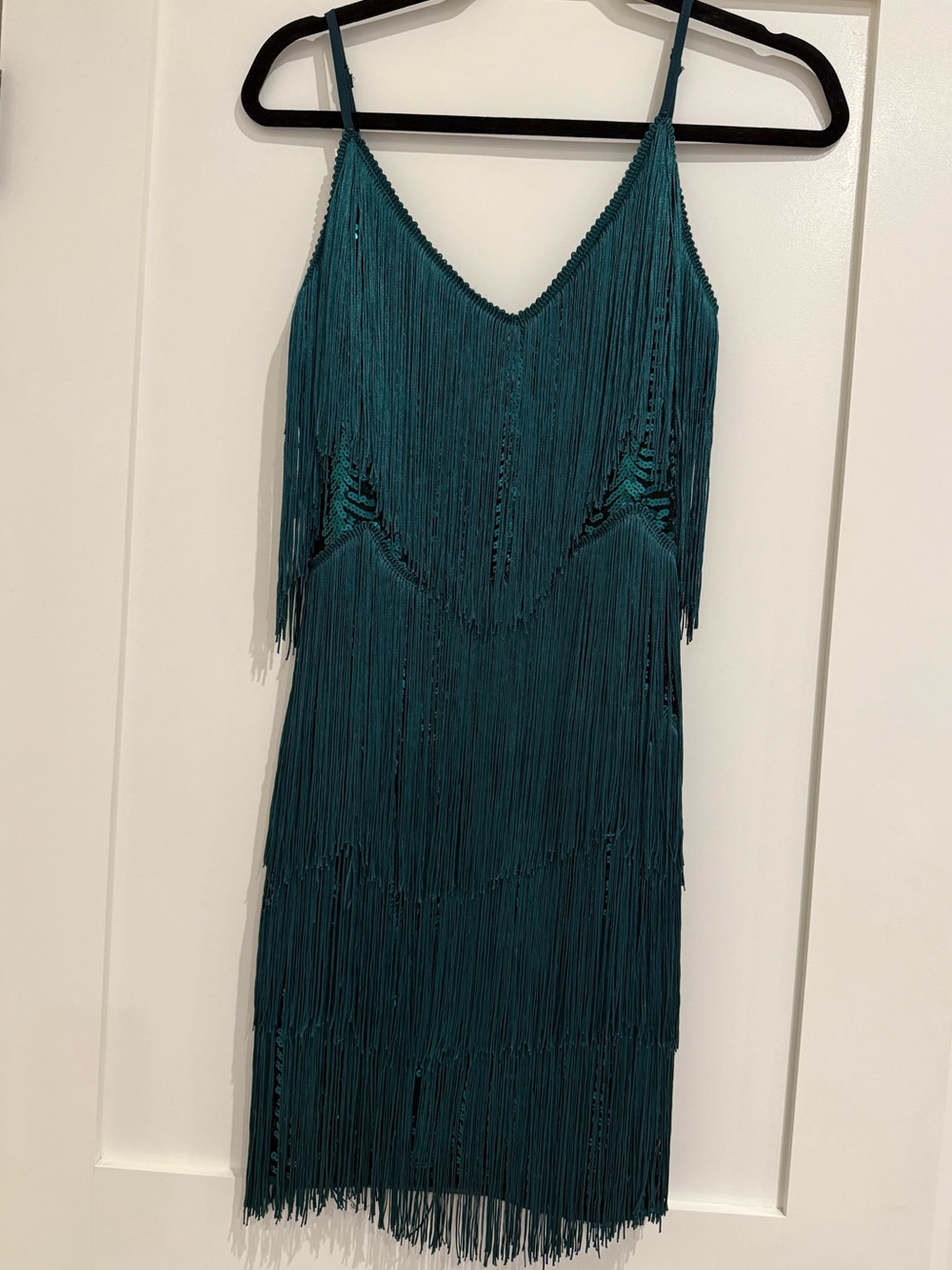 Get in the Groove Emerald Green Sequin Fringe Bodycon Dress - Picture 2 of 5